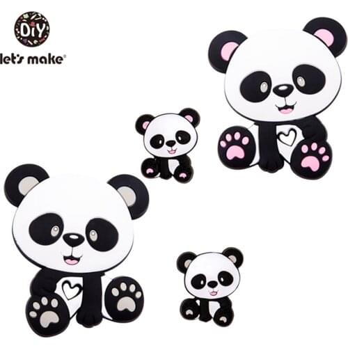 LetS Make 2Pc/Lot China Panda Silicone Teether Toys Toddler Teething Bpa Free Silicone Beads For Pacifier Chain Baby Teether