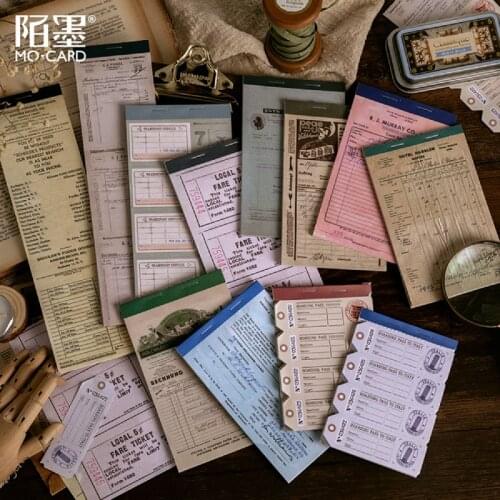 30 Sheets Retro Ticket Notes Series Memo Pad Message Notes Decorative Vintage Notepad Note Paper Memo Stationery Office Supplies