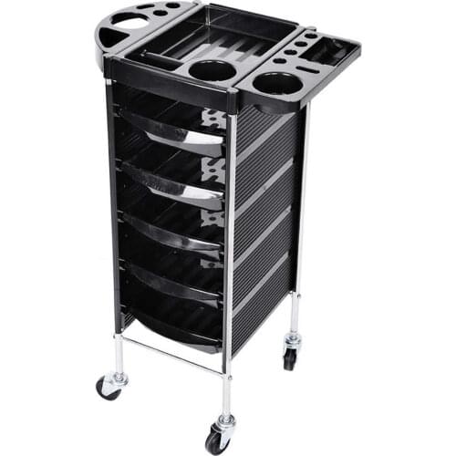 5 Drawers Trolley Cart Hair Salon Instrument Storage Cart Adjustable Height Trolley 52 x 38 x 92cm Hairdressing Supplies