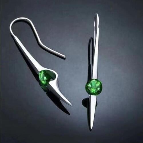 Unique Geometry Earrings For Women Jewelry Pin Double Pin Long Rod Tassel Pendant Green/Purple Earring Oorbellen Brincos Bijoux