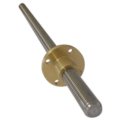 T16 screw 16mm length 1000mm pitch 4mm lead 304 stainless steel trapezoidal with brass copper nut 1pcs