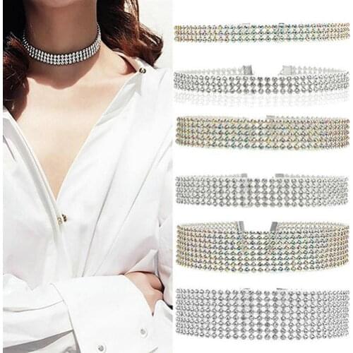 Women\s Fashion Full Rhinestones Sparkling Choker Short Collar Necklace Jewelry Womens Beauty Choker
