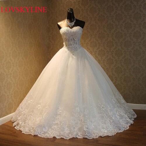Real Photo Sweetheart White Ivory Color Elegant Luxury Lace Wedding Dress 2021 Vestido Vintage Bandage Customer Sizes Ball Gowns