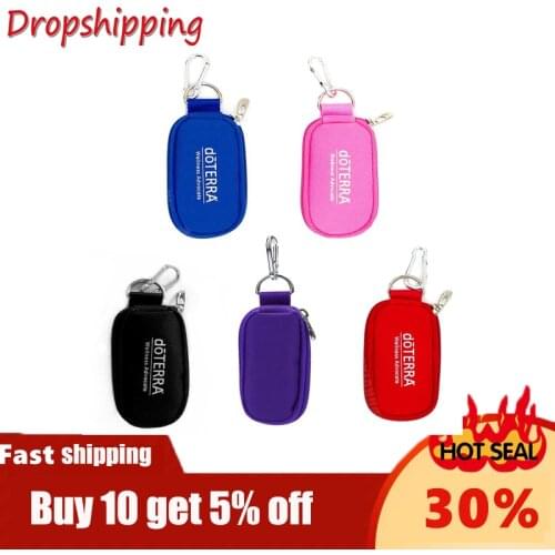 10 Bottles Essential Oil Storage Bag Portable Travel Holder Case 2ml Pouch Organizer Keychain KeyRing Rangement Zipper Container