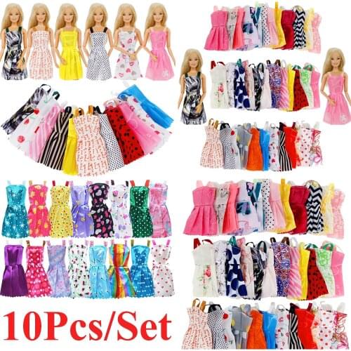 10Pcs/Set Barbies Doll Clothes FreeShipping Accessories Dress Evening Party Weeding Dress For Barbie Doll Our Generation Girl`s