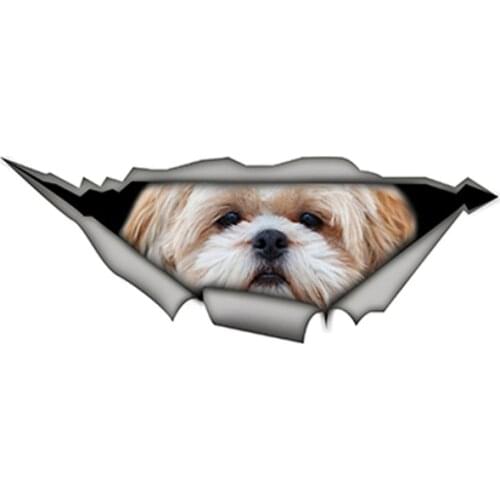 15cm X 6cm Shih Tzu 3D Car Sticker Funny Pet Dog Decal Creative Modified Stickers Waterproof Car Styling Decoration