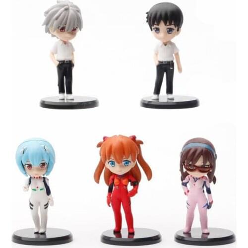 5pcs/set Anime 7CM Neon Genesis Evangelion Figure Ikari GendouAyami Rei Rangrek Castle Misato Ornaments PVC Model Toys