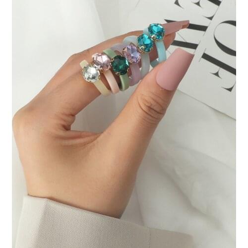 6Pcs/Set Transparent Candy Colorful Korea Resin Rings Blue Crystal Stone Acrylic Aesthetic Ring For Women Jewelry Vintage Travel