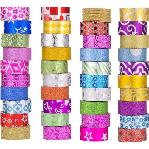 Abag=60PCS Chives glitter tapes Dividing Stickers border masking adhesive paper washi tape DIY Scrapbooking Hand account