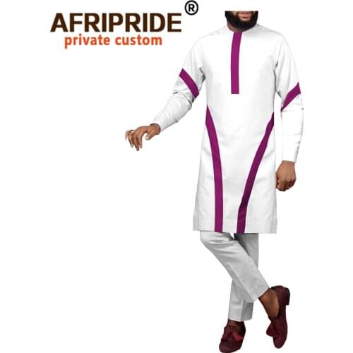 African Clothes for Men Dashiki Coats with Trousers 2 Piece Set Ankara Attire Traditional Outfits Tribal Clothing A2016052