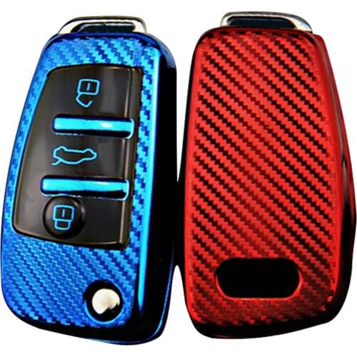 Car Styling Accessories for Audi A1 A3 A4 A5 Q7 A6 C5 C6 Folded Key Holder TPU Carbon Fiber Car Key Case Cover Bag
