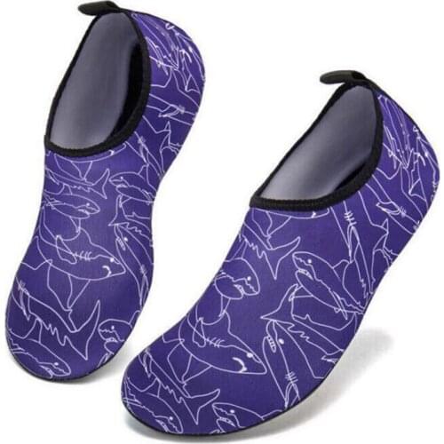 Lovers Shark Pattern Aqua Shoes Diving Swimming Beach Wading Shoes Slip on Upstream Water Shoes Workout Yoga Shoes for Women Men