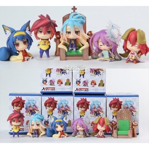 Anime Life No Game No Life 6pcs/set Shiro Dora Jibril Hubby Sora PVC action figure model Toy 6cm