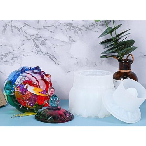 Crystal Glass Jar Storage Box Mold Silicone Resin Molds Home Decoration Exquisite Solid Color Molds Easy Operate Heat Resistant
