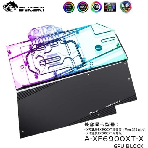 Bykski A-XF6900XT-X, GPU Water Block For XFX RX6900XT/6800XT Overseas Edition Video Cards,VGA Cooler For PC Cooling RGB MB SYNC