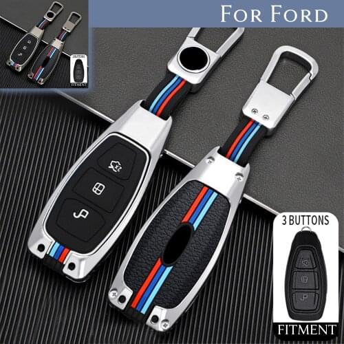 Zinc Alloy Remote Start Car Key Case Cover Protector Auto Accessories Holder Shell For Ford Fiesta Focus Mondeo Ecosport Kuga