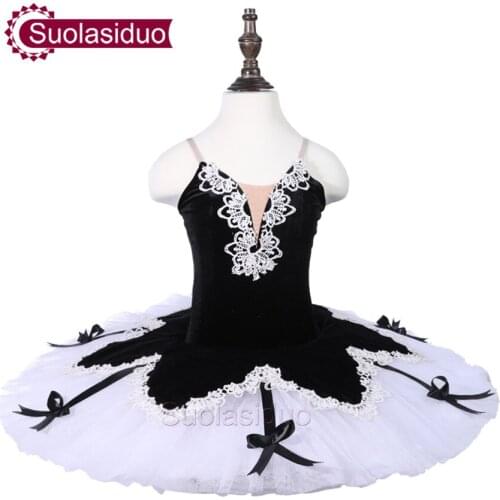 Girls Black Ballet Tutu White Swan Performance Stage Wear Children White Ballet Dance Competition Costumes Adult Ballet Apperal