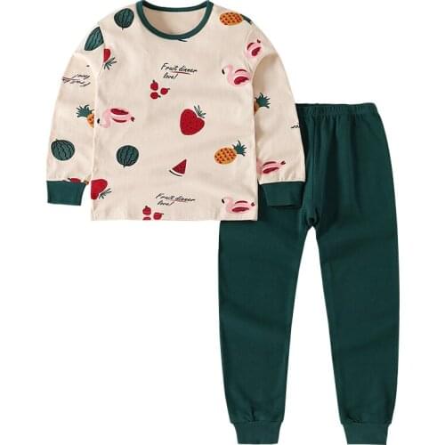 Childrens Pajamas Sets Long Sleeve + Pants Cartoon Cotton Underwear Long Johns For Boys Girls Teenagers Kids Sleepwear Suits