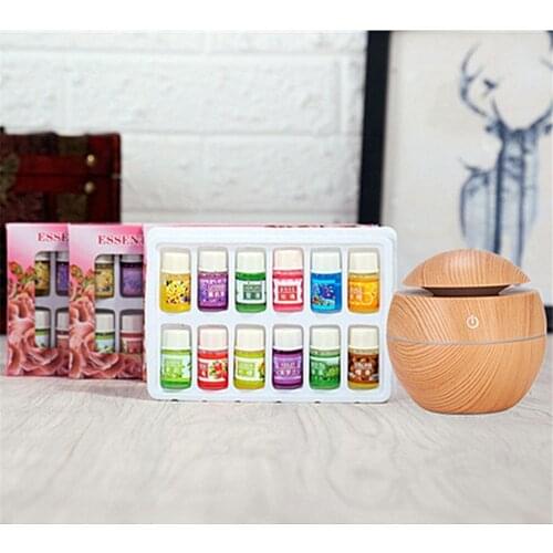 130ml essential oil diffuser + 3ml * 12 essential oil set, ultrasonic aromatherapy diffuser with LED lamp