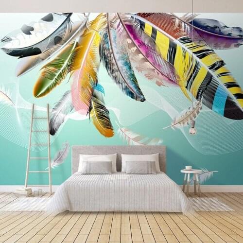 Custom Photo Colored Feathers Mural Wallpaper Modern Dining Room Study Bedroom Living Room Background 3D Wall Murals Wall Decor