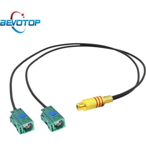 RCA to Fakra Y-Type Splitter Pigtail Cable RCA Female to 2 Dual FAKRA E Female Jack Radio Antenna Adapter Extension Jumper