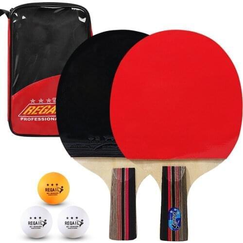 Ping Pong Paddles Quality Table Tennis Rackets 2 Ping Pong Bats Long Short Handle Ping Pong Racket Set Training Accessories