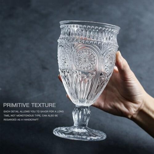 2PCS Red Wine Glass Nordic Style Lead-Free Glass Relief Champagne Glass European Style Cocktail Goblet Hotel Household Wine Set