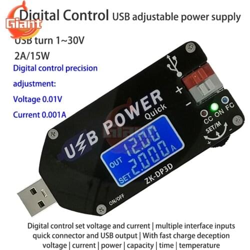 15W Type-C Micro USB Speed Controller Governer Power Charger CC CV Power Supply Trigger Fast Charging Digital Voltmeter Ammeter