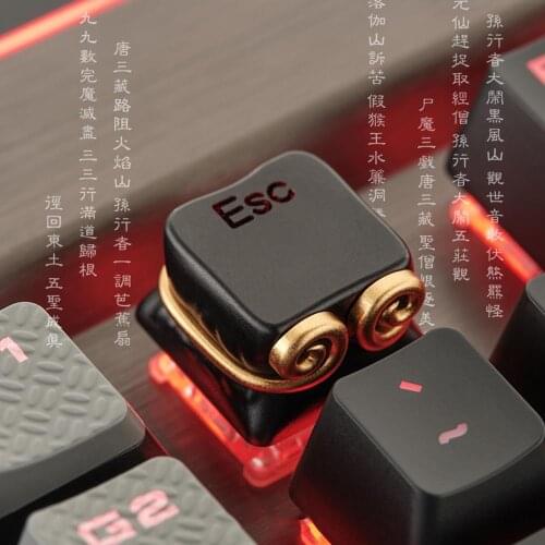 Chinese Myth Style Monkey King Sun Wukong Design Metal Keycap For Cherry Switch Mechanical Keyboard Hollow ESC Black Red Keycap