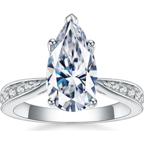 Fashion Oval 925 Silver Proposal Rings For Women Pear Cut Cubic Zirconia Rings Gift