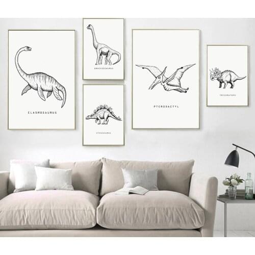 Cartoon Dinosaur Triceratops Minimalist Wall Art Canvas Painting Nordic Posters And Prints Wall Pictures For Boy Kids Room Decor