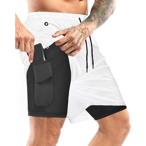 Men Casual Sports Running Shorts with Pockets and Inner Layer Jogging Fitness Elastic Waist Quick Dry Mens Gym Short Pants