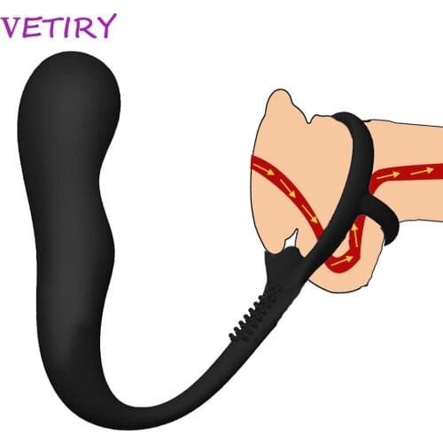 Male Prostate Massager Double Cock Ring Delay Ejaculation Male Masturbation Silicone Butt Plug Anal Plug Sex Toys For Men Gays