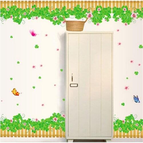 Green Plant Butterfly Wall Sticker For Kids Rooms Garden Fence Bedroom Living Room home decoration Wall Art Decals