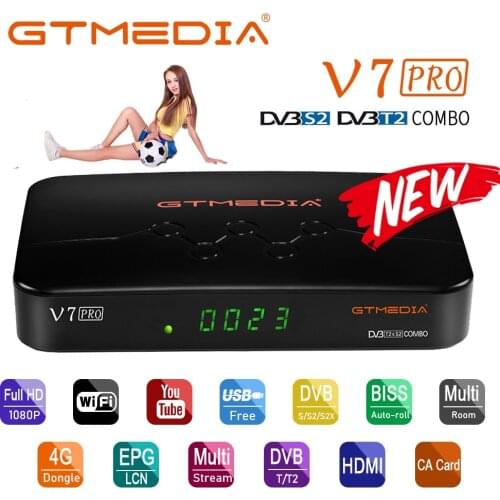 2020 NEW GTMEDIA V7 pro,DVB-S/S2/S2X + T/T2, decoder CA Card Satellite TV Receiver,support H.265 Built-in WIFI,better V7 plus TVBox