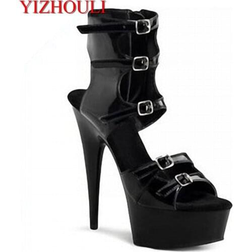 15cm new hot cool new Roman style fashion stage performance boots, sexy high heel pole dancing ankle boots