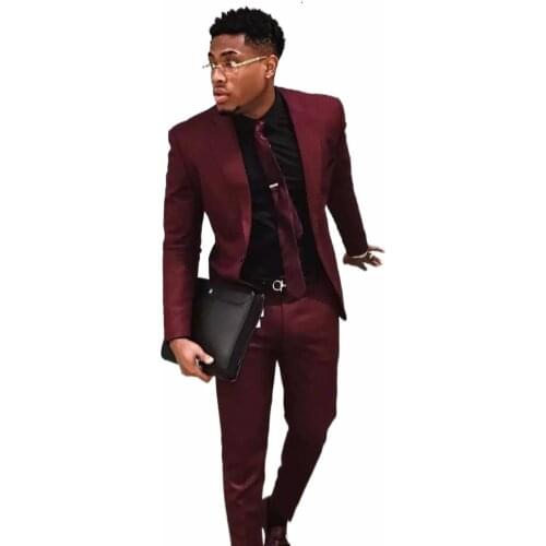 New Wedding Grooms Slim Fit Two Pieces Groomsmen Tuxedos Men Peaked Lapel One Button Formal Prom Suit (Jacket+Pants) Tailor Made