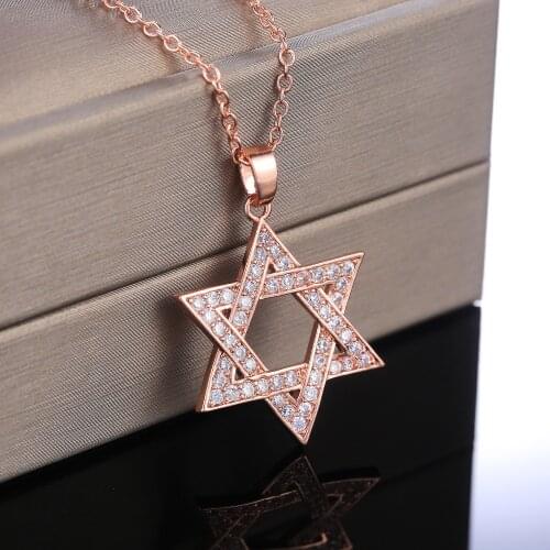 The New Trendy Six-pointed Star Micro-inlaid Zircon Necklace for Ladies Has Dropped Frames. Jewelry on Sale