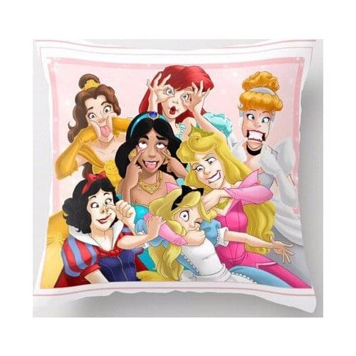 New Arrival Cartoon Princess Funny Smile for the Camera Unique Throw Pillow Cases Durable Pillow Cover