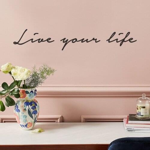"Solid color simple English slogan ""live your life "" WALL STICKER GLASS STICKER Bedroom wall decoration wallpaper"