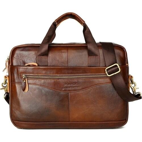 Men Briefcase Mens Bag Genuine Leather Laptop Bag Leather Computer/Office Bags Messenger for Men Document Briefcases Totes Bags