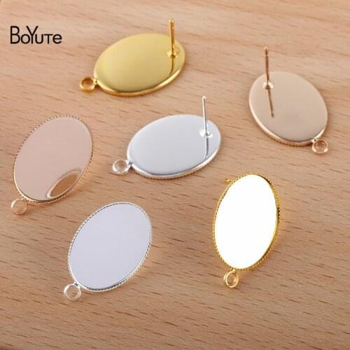 BoYuTe (50 Pieces/Lot) Fit 13*18MM Oval Cabochon Settings Stud Earring Base Diy Blank Earrings Jewelry Accessories