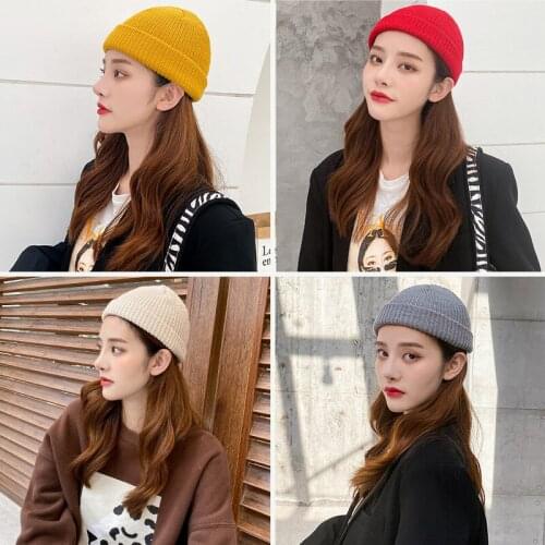 Korean version of the dome winter knitting wool hat men and women landlords hat fashion new Baotou hat personality melon skin ha