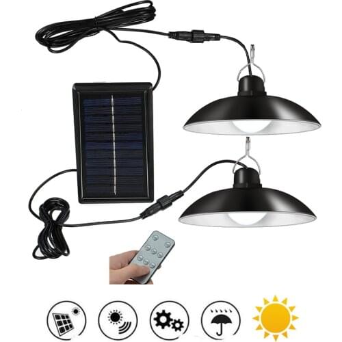Remote 30 led 2 head Retro Lampshade Solar LED Light Outdoor Waterproof LED Lamp Camping LED Solar Chandelier Portable Light Eme