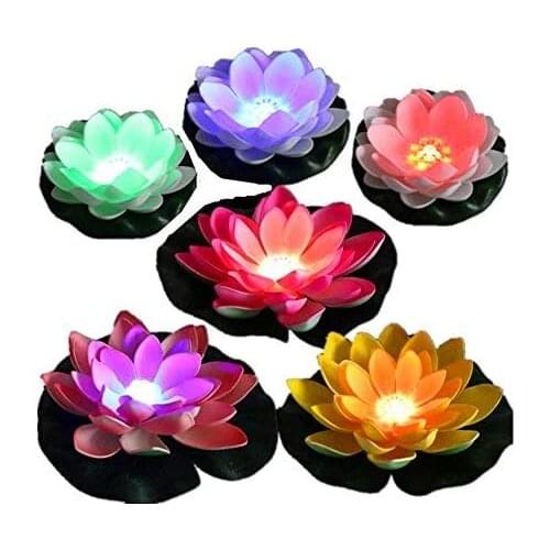 LED Floating Pool Light Waterproof Multicolor Lotus Light Battery Artificial Lily Flower Light Ponds Pool Garden Fish Tank Party