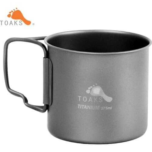 TOAKS 375ml Titanium Coffee Mug Camping Ultralight Titanium Mug Titanium Singel Wall Mug only 57g Mesh Bag CUP-375
