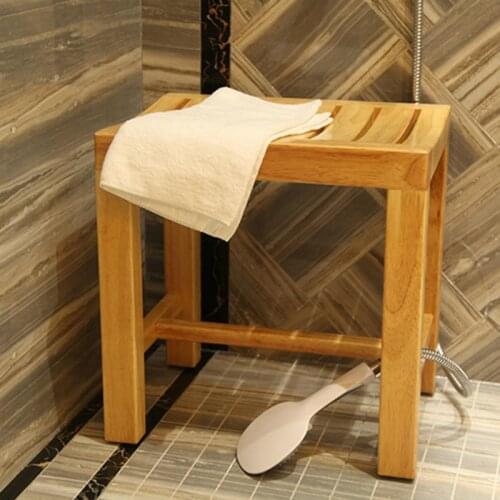 Waterproof footstool bathroom bench anti-corrosion low stools shoes bench solid wood stool bath bench shower bench KT708217