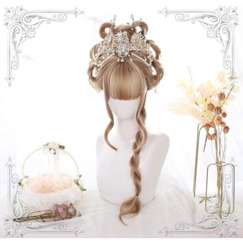 High Quality Soft Girl Lolita Ann Dora Embellish Face Sideburns Air Bangs Wig Costume Party