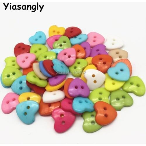 Yiasangly 1000pc 17*17mm Heart Shape Nylon Flatback Sewing Buttons for Wedding Decorations Or Scrapbooking Crafts 2 Holes Button