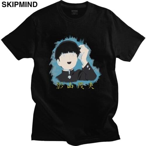 Funny Mob Psycho 100 T Shirt Men Cotton Awesome AnimeT-shirt Short Sleeved Shigeo Kageyama Tee Tops Slim Fit Clothing Merch Gift